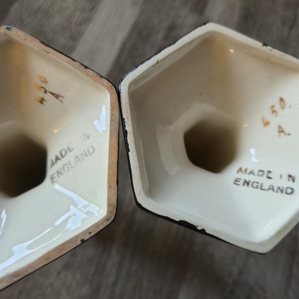 Tuscan 1920s Art Deco 450.A Antique Fruit Taper Holders Made in England Pair - Picture 2 of 12